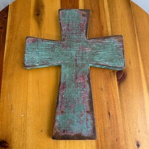 Wood? Painted rustic cross religious religion